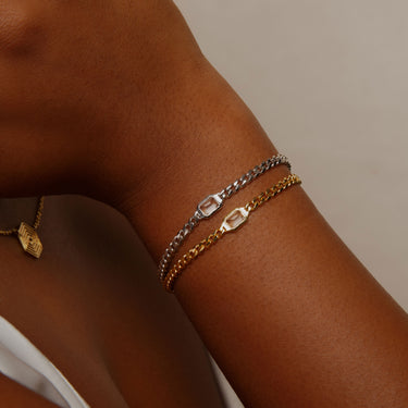 GAIA WHITE TOPAZ CURB CHAIN BRACELET - GOLD VERMEIL