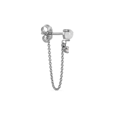 SHAKTI MOONSTONE & WHITE TOPAZ TEAR DROP CHAIN STUD EARRING IN STERLING SILVER - EARRINGS from STELLAR 79 - Shop now at stellar79.com