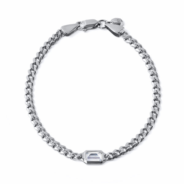 GAIA WHITE TOPAZ CURB CHAIN BRACELET IN STERLING SILVER - BRACELETS from STELLAR 79 - Shop now at stellar79.com 