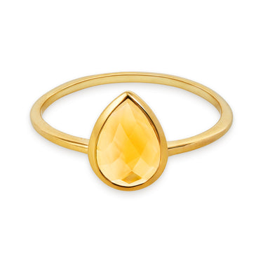 ROXI RING WITH CITRINE PEAR IN 9 KARAT SOLID GOLD - RING from STELLAR 79 - Shop now at stellar79.com 