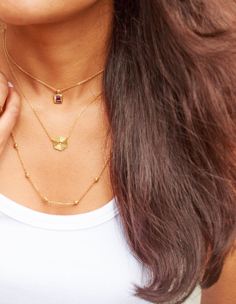 Lune Engraved Long Sphere Chain - NECKLACES from STELLAR 79 - Shop now at stellar79.com 