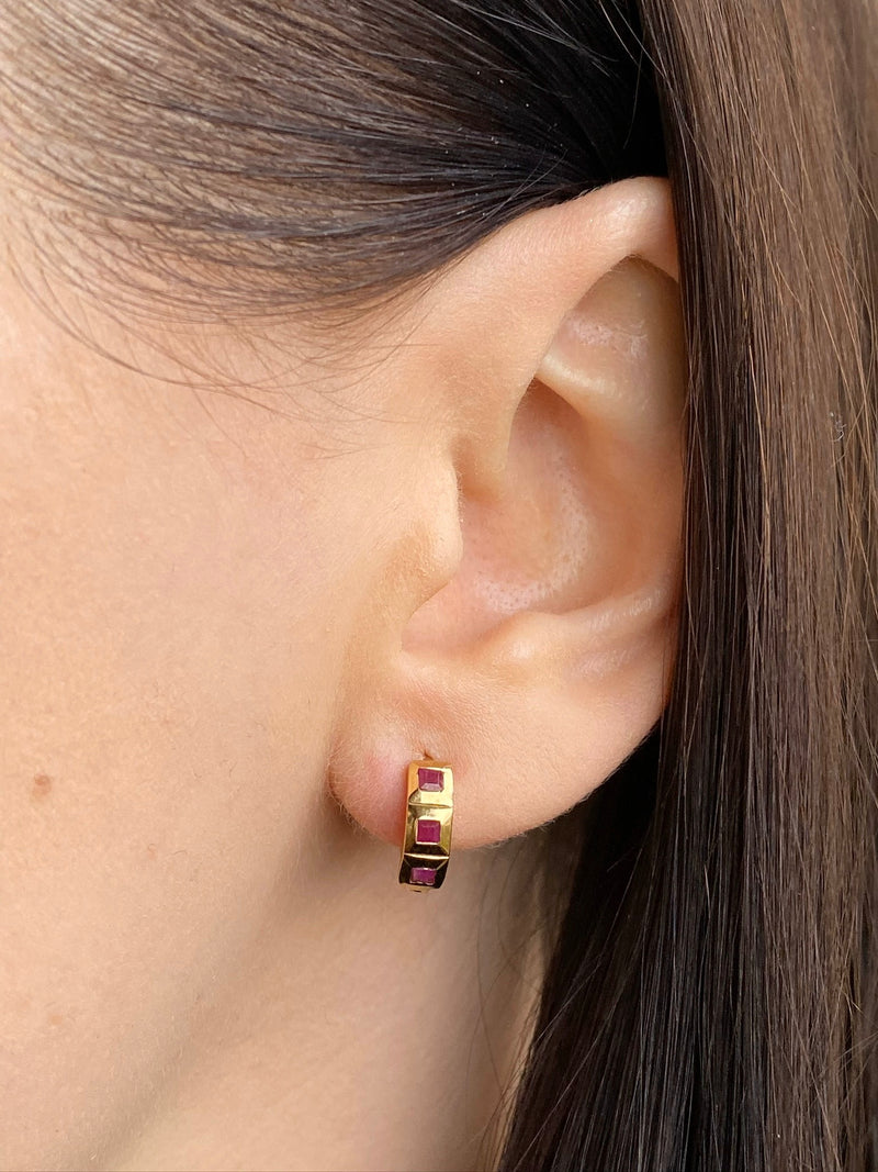 Element Ruby Huggie Hoops - EARRINGS from STELLAR 79 - Shop now at stellar79.com 