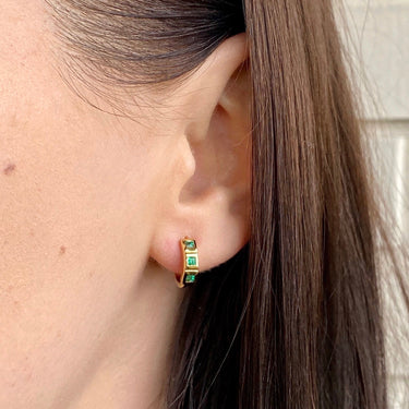 Element Emerald Huggie Hoops - EARRINGS from STELLAR 79 - Shop now at stellar79.com 