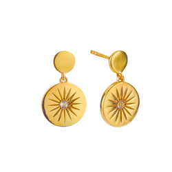 Soleil White Topaz Disc Drop Earrings - EARRINGS from STELLAR 79 - Shop now at stellar79.com 